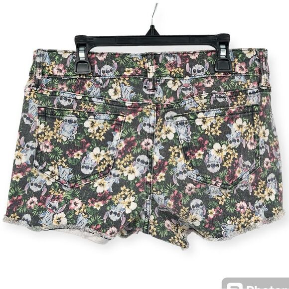 Disney Lilo & Stitch Colorful Tropical Floral Cutoff Denim Shorts Size 7 - Picture 7 of 13